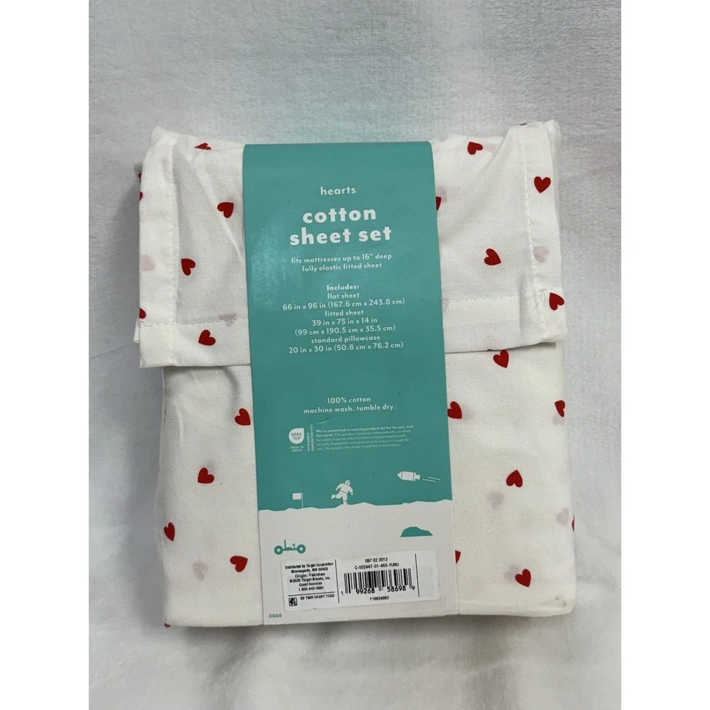 Twin Hearts Kids' 100% Cotton Sheet Set - Pillowfort